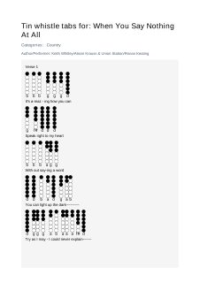 When You Say Nothing At  All — tin whistle tab
