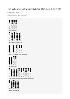 Where Did our Love Go — tin whistle tab