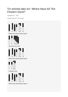 Where Have All The Flowers Gone? — tin whistle tab
