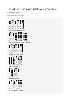Wish you were here — tin whistle tab