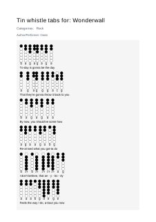 Wonderwall — tin whistle tab