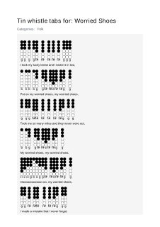 Worried Shoes — tin whistle tab