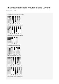 Wouldn’t It Be Luverly — tin whistle tab