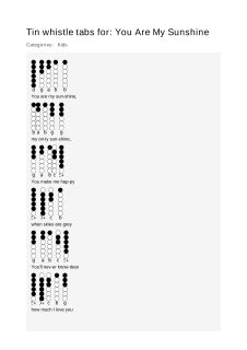 You Are My Sunshine — tin whistle tab