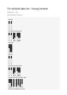 Young forever — tin whistle tab